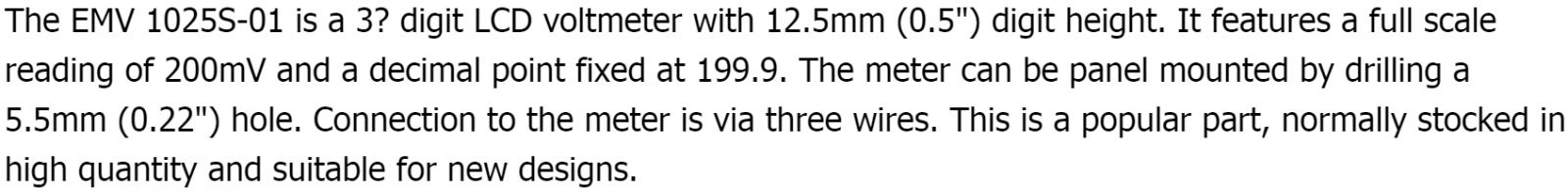 פנל מטר וולט מטר דיגיטלי LASCAR PANEL METER EMV 1025S-01